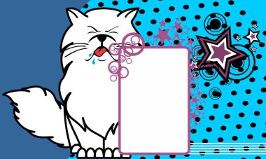 vektör sanatında komik beyaz kedi çizgi filmi kopyalama arkaplanı