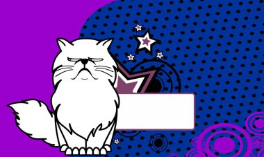 vektör sanatında komik beyaz kedi çizgi filmi kopyalama arkaplanı