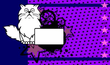 vektör sanatında komik beyaz kedi çizgi filmi kopyalama arkaplanı