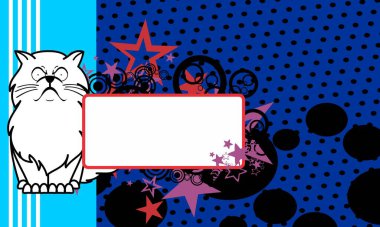 vektör sanatında komik beyaz kedi çizgi filmi kopyalama arkaplanı