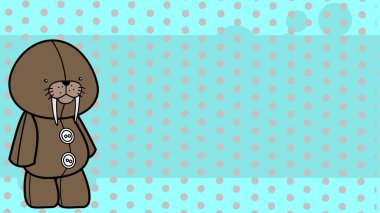 Pelüş oyuncak hayvan karakteri karikatür hediye kartı arka planı vektör sanatında