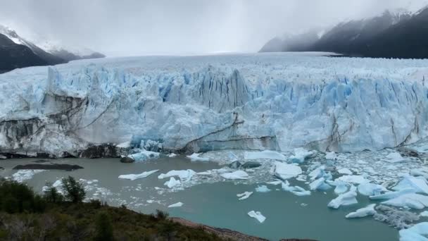 Panoramatický Výhled Ledovec Perito Moreno Poblíž Calafate Argentina — Stock video