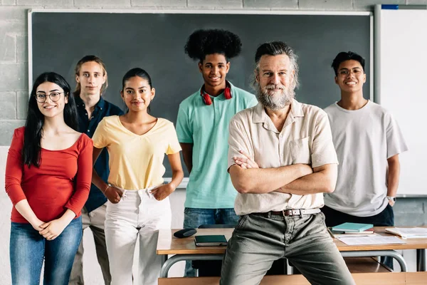 Portrait Group Teenager Students Teacher High School College Multiracial Diversity — Stock Photo, Image