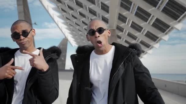 Afro Amerikaanse Beroemde Artiesten Dansen Zingen Rap Music Video — Stockvideo