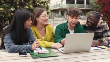 Sınavlara hazırlanan ve üniversite projesi üzerinde çalışan bir grup öğrenci.