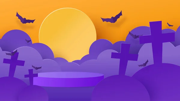 Хэллоуин Природа Трибуной Фиолетовом Фоне Распродажа Хэллоуин Векторная Иллюстрация — стоковый вектор