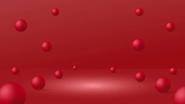 Joyeux Noël Bannière Avec Zone Montrer Produit Boule Rouge Sur — Image vectorielle