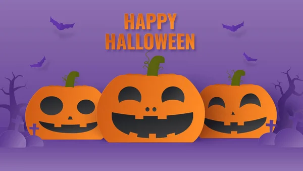 Halloween Kürbis Und Natürliches Licht Auf Violettem Hintergrund Verkaufsförderung Halloween — Stockvektor