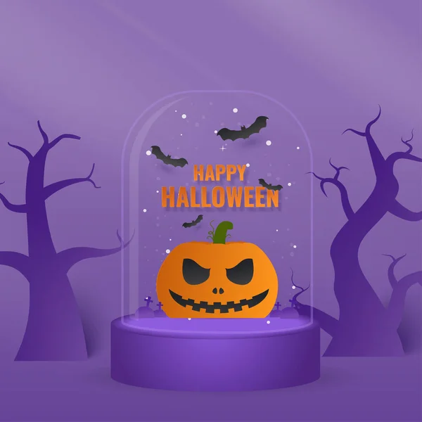 Abóbora Halloween Luz Natural Fundo Roxo Promoção Venda Halloween Corte — Vetor de Stock