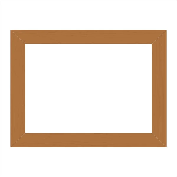 Καφέ Ξύλινο Πλαίσιο Κορνίζα Λευκό Φόντο Εικονογράφηση Διανύσματος — Διανυσματικό Αρχείο