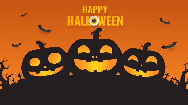 Abóbora Halloween Luz Natural Fundo Laranja Promoção Venda Halloween Ilustração — Vetor de Stock