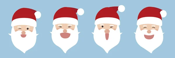 Collection Cartoon Santa Claus Merry Christmas Happy New Year — Stock Vector