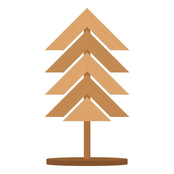クリスマスシーズンを飾るために木製で作られたクリスマスツリー ベクターイラスト — ストックベクタ