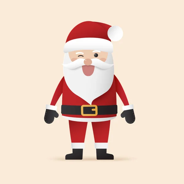 Cute Santa Clauson Beige Background Christmas Season Happy New Year — Stock Vector