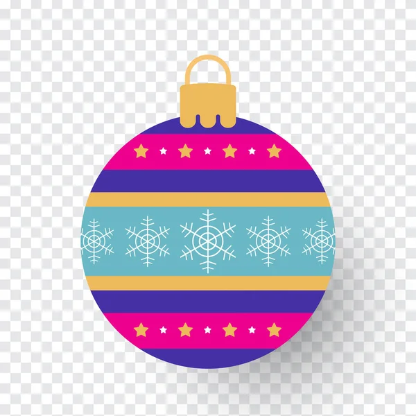 白い背景に隔離された雪の結晶パターンを持つクリスマスボール クリスマスシーズンとハッピーニューイヤーシーズン ベクターイラスト — ストックベクタ