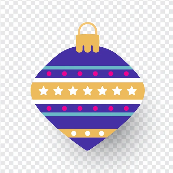 Boule Noël Avec Motif Flocons Neige Isolé Sur Fond Blanc — Image vectorielle