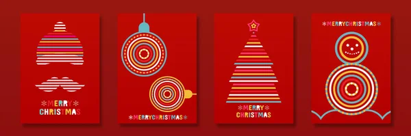 Set Van Trendy Minimale Geometrische Posters Kerstkaart Trouw Met Kerstmis — Stockvector