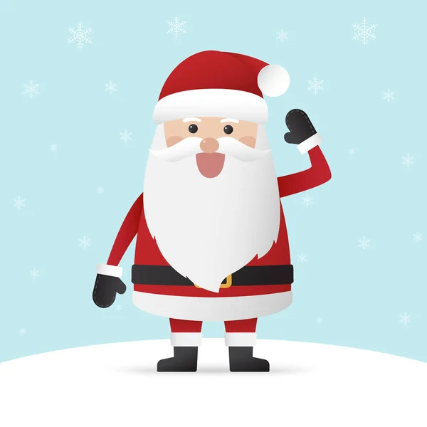 Симпатичный Санта Клаус Снегопадом Синем Фоне Рождественский Сезон Счастливого Нового — стоковый вектор