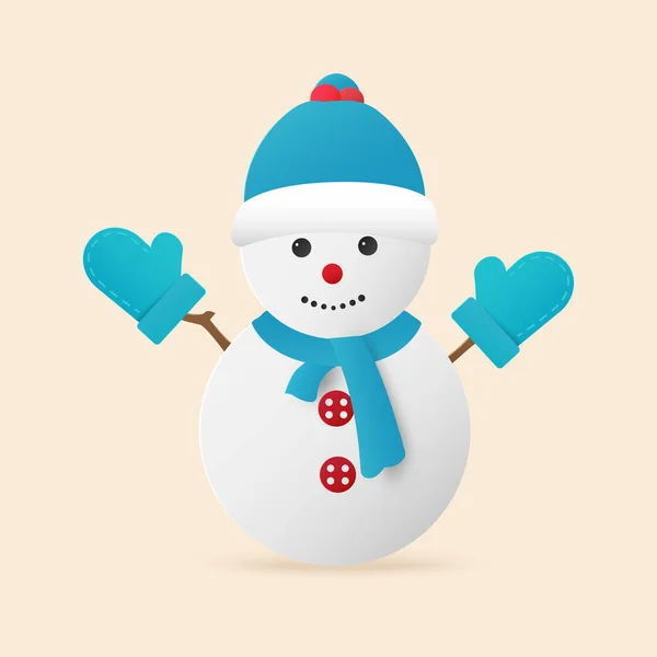 米色背景的雪人很可爱 圣诞佳节和新年快乐 矢量说明 — 图库矢量图片#