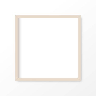 Kahverengi ahşap çerçeve ya da beyaz arka planda fotoğraf çerçevesi. Vektör illüstrasyonu