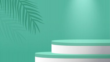 Yeşil daireli ürünü göstermek için podyum platformu. Ürün gösterimi için en az yeşil sahne