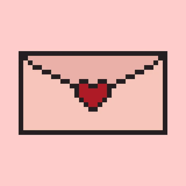 Obálka Symbolem Srdce Izolované Růžovém Pozadí Umění Červeným Srdcem Vektorová — Stockový vektor