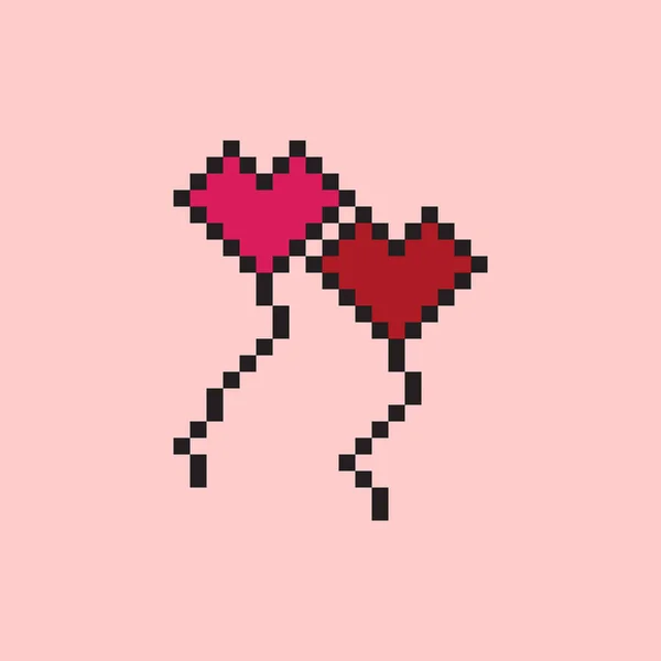 Символ Серця Укусу Ізольовано Рожевому Фоні Червоне Серце Піксельне Мистецтво — стоковий вектор