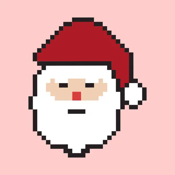 Kerstman Geïsoleerd Roze Achtergrond Kerstman Pixel Kunst Vectorillustratie — Stockvector
