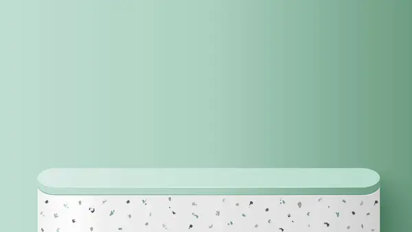 Tavolo Marmo Verde Granito Naturale Sfondo Verde Chiaro Mensola Vuota — Vettoriale Stock
