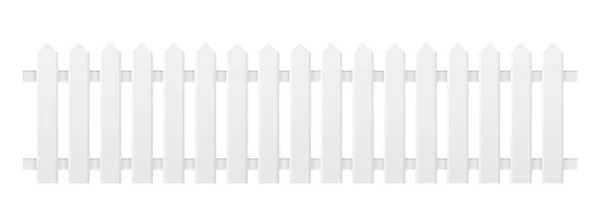 Clôture Longue Bois Blanc Sur Fond Blanc Avec Planche Parallèle — Image vectorielle