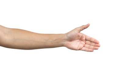 Beyaz arka planda izole edilmiş el sıkışma hareketi ile. Kırpma yolu dahil. yan görünüm