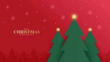 Mutlu Noeller. Yılbaşı ağacı ve altın yıldız kışın kar altında yeni yıl için