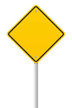 Sarı trafik işaretleri ya da beyaz arka planda izole edilmiş boş yol işareti. Kırpma yolu ile nesne