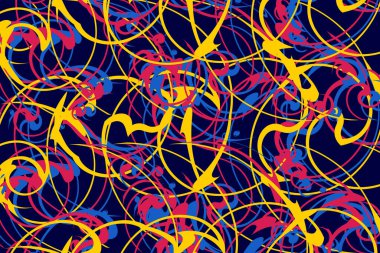 Renkleri karıştırmak, soyut arkaplan ve canlı sıçrama renkleri. Mavi, kırmızı ve sarı renklerde soyut vektör arkaplanı.