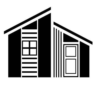 House icon illustration. Black and white, monochrome, simple house exterior illustration. Simple home icon design for your design projects. clipart