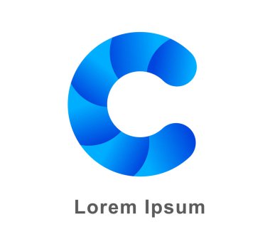 C logosu, markalaşma projeniz için renkli büyük harf C logo simgesi. Büyük harf geometrik logo düz tasarım.