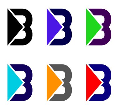 B harfi, büyük harf B logo simgesi, soyut geometrik düz karakter şekli. Logo tasarımı için düzenlenebilir ayarlar.