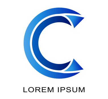 C logosu, markalaşma projeniz için renkli büyük harf C logo simgesi. Büyük harf geometrik logo düz tasarım.