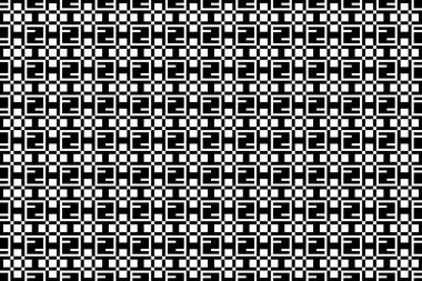 Soyut, pürüzsüz tekrarlama kalıbı. Siyah ve beyaz dikişsiz geometrik tekstil deseni. Soyut mozaik fayans duvar kağıdı dekoru.
