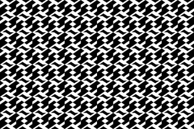 Soyut, pürüzsüz tekrarlama kalıbı. Siyah ve beyaz dikişsiz geometrik tekstil deseni. Soyut mozaik fayans duvar kağıdı dekoru.