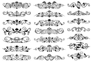 Soyut kaligrafik dekoratif tasarım elementleri. Klasik süs desenleri. Lüks, zarif çizgi çizgisi sanat vektörü tasarımı