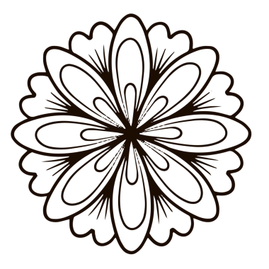 Soyut süslemeli çiçek tasarımı elementi. Mandala tarzı çiçek simetrik illüstrasyonu.