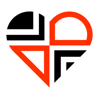 Soyut kırmızı ve siyah kalp simgesi