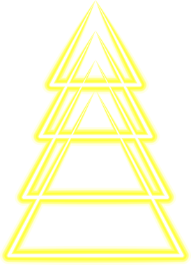 Karanlık arka planlar için Neon Noel ağacı illüstrasyonu. Şeffaf arkaplanı olan PNG.