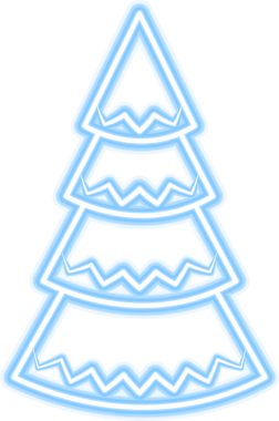 Karanlık arka planlar için Neon Noel ağacı illüstrasyonu. Şeffaf arkaplanı olan PNG.