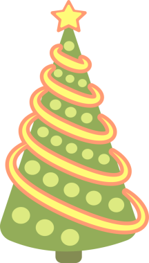 Soyut, biçimlendirilmiş Noel ağacı çizimi. Dekore edilmiş Noel ağacı tasarımı, şeffaf arkaplanı olan PNG.