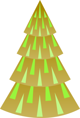 Soyut, biçimlendirilmiş Noel ağacı çizimi. Dekore edilmiş Noel ağacı tasarımı, şeffaf arkaplanı olan PNG.