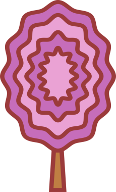 Soyut dekoratif, canlı renkli ağaç. Şeffaf arkaplanı olan PNG