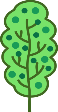 Soyut dekoratif, canlı renkli ağaç. Şeffaf arkaplanı olan PNG