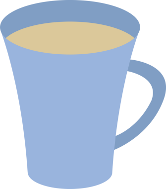 Renkli düz kupa çizimi. Şeffaf arkaplanı olan PNG